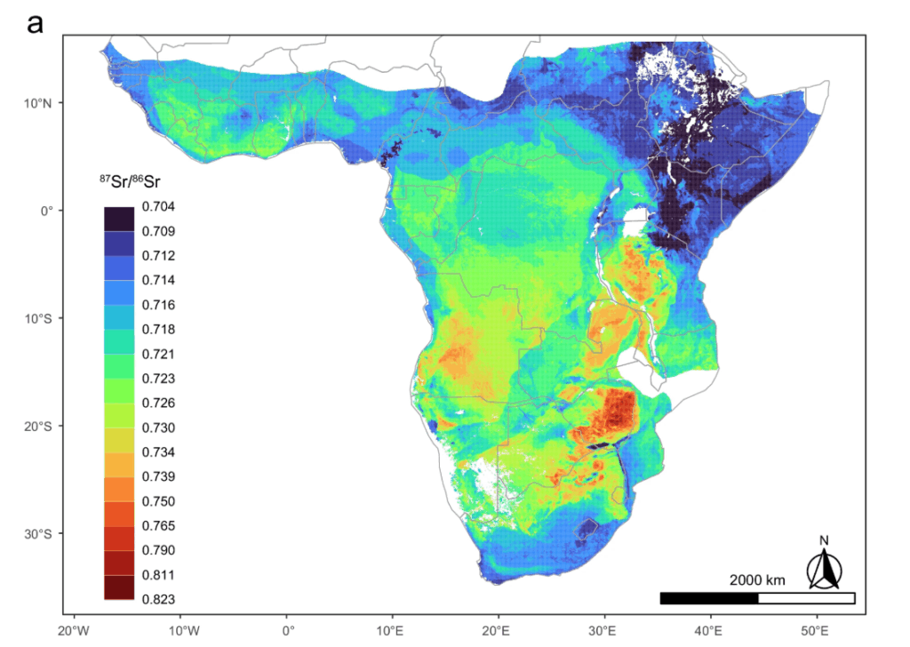 Color coded map of subsaharan Africa